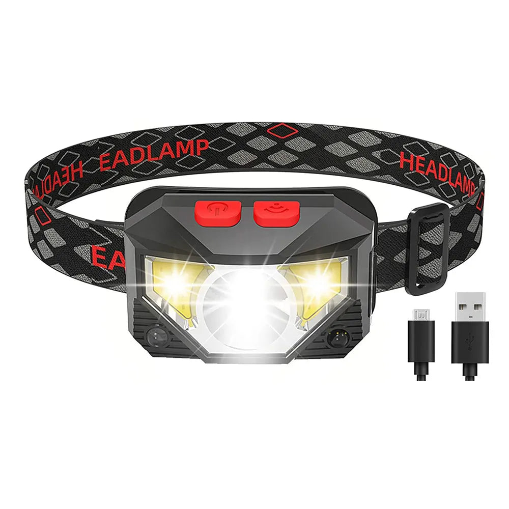 Vibe Geeks Bright Waterproof USB Rechargeable LED Head Lamp