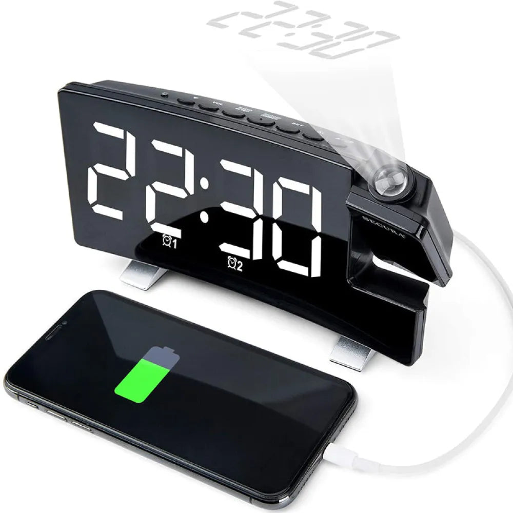 Vibe Geeks Projector FM Radio LED Display Alarm Clock