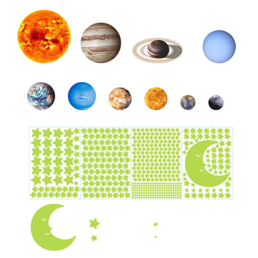 Vibe Geeks 525 Pcs Luminous Solar System Glow in the Dark