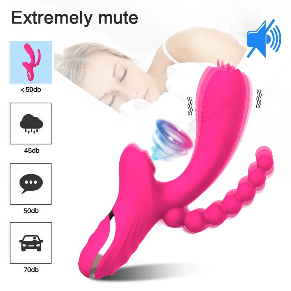 3 In 1 Clit Sucking Vibrator for Women G Spot Vagina Anal