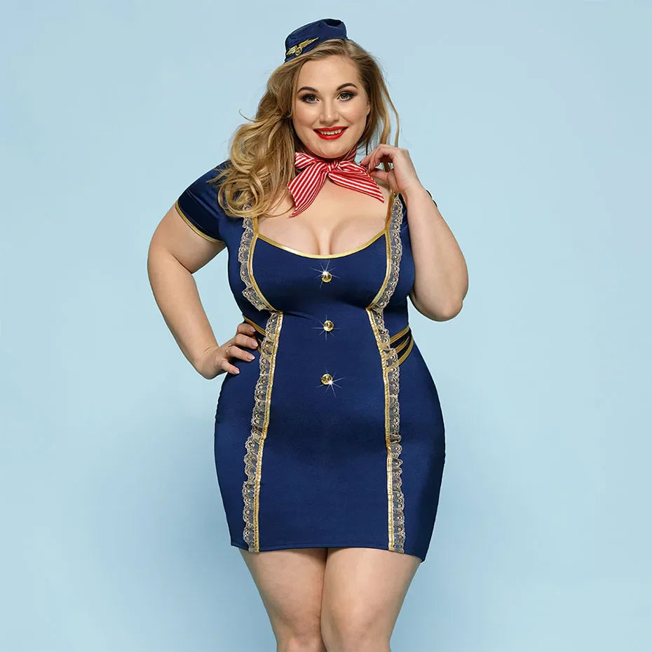 Alluring Stewardess Lingerie Set Role Play Costume For Women