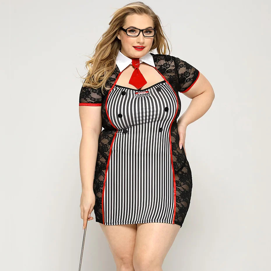Alluring Teacher Cosplay Lingerie Plus Size Role Play Outfit