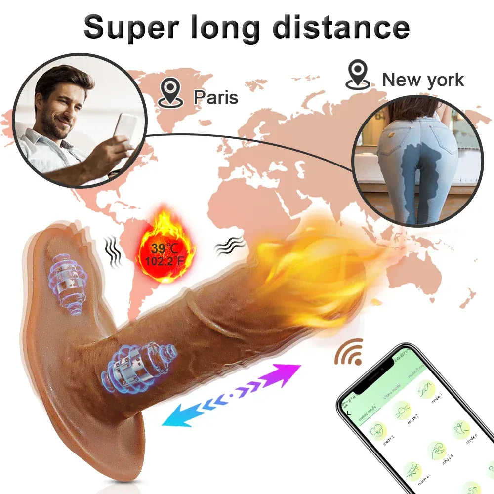 Bluetooth Thrusting Dildo with Heat for Women