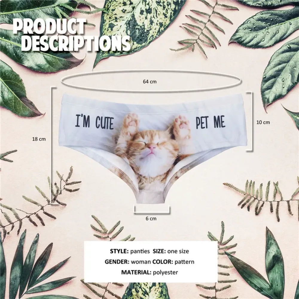 DeanFire I’m Cute Kitty Cartoon Print Sexy Panties