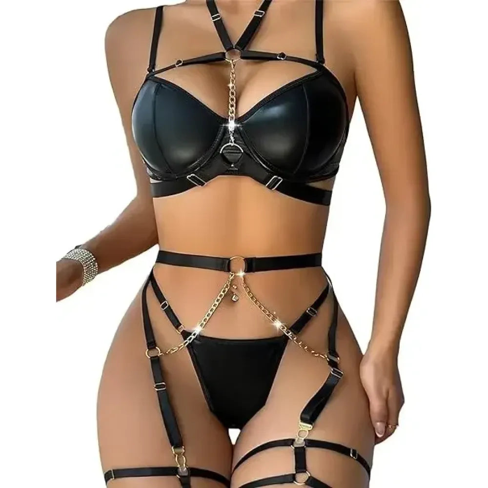 Punk Pu Leather Body Waist Belt Bodysuit Bondage Body