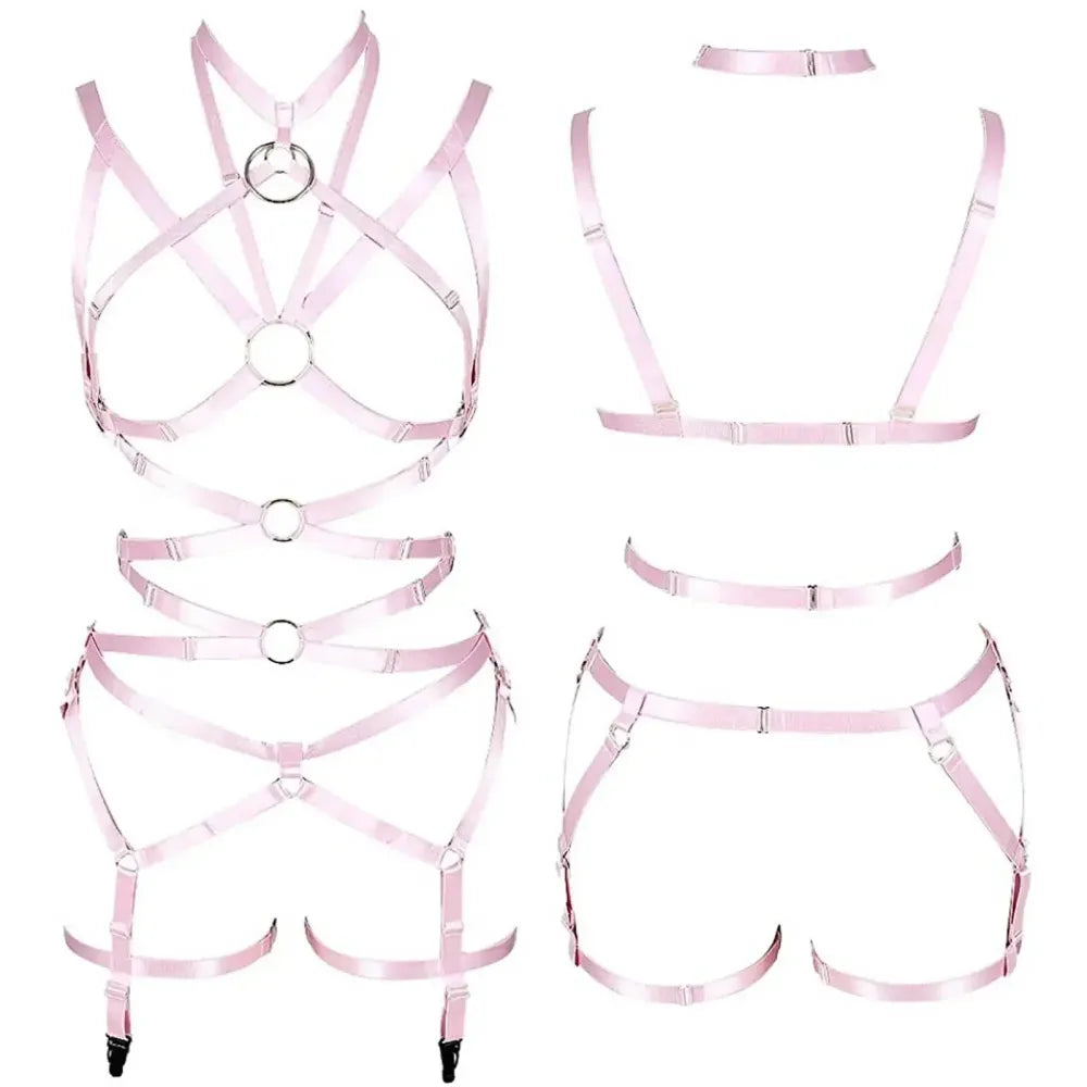 Punk Pu Leather Body Waist Belt Bodysuit Bondage Body