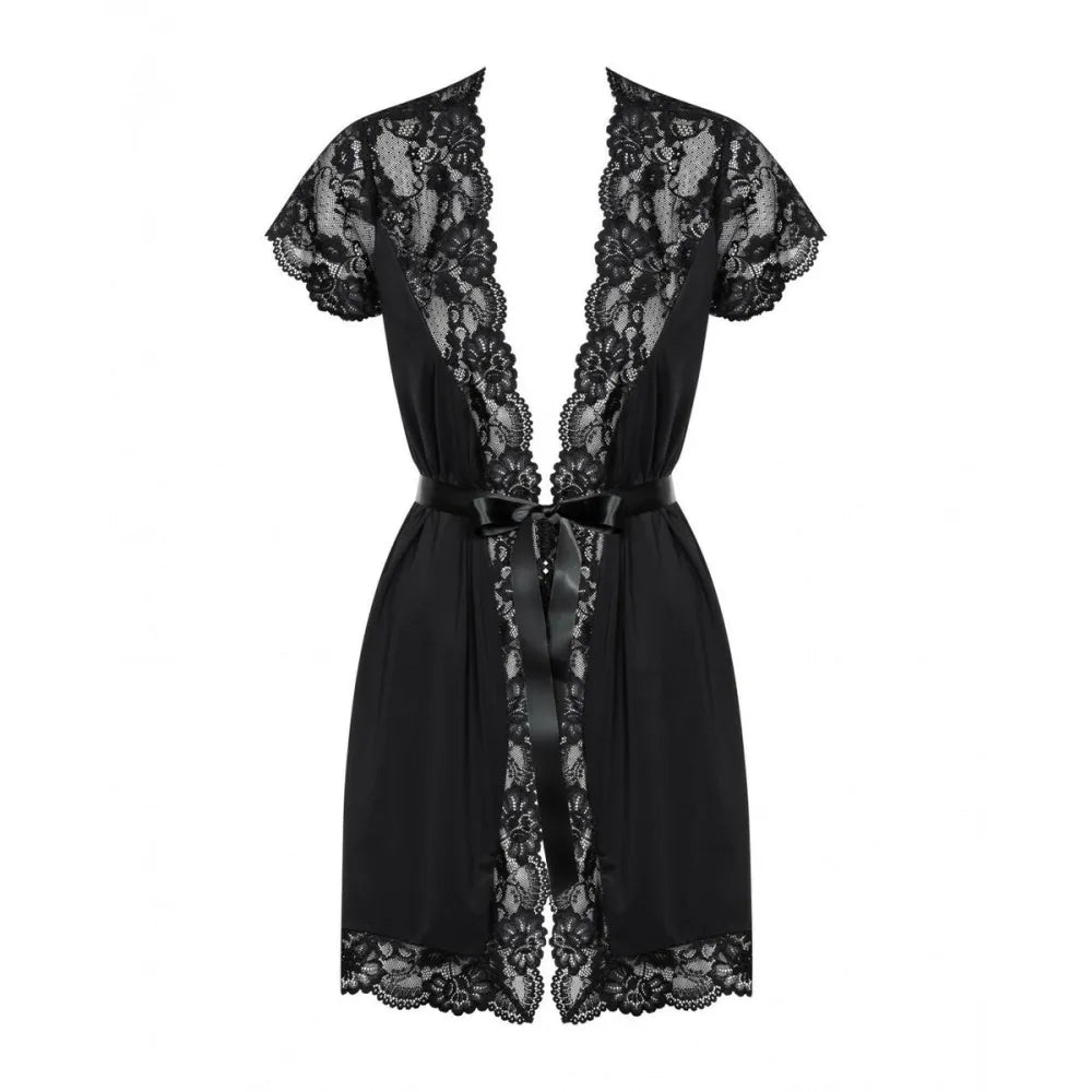 Robe By Obsessive Peignoir Black L/Xl