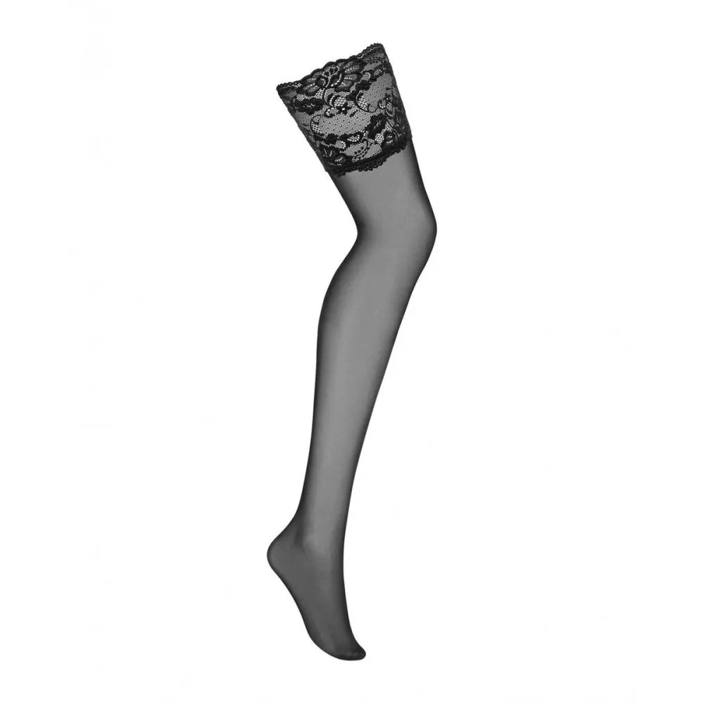 Stockings With Garter By Obsessive 810-Sto-1 Black L/Xl