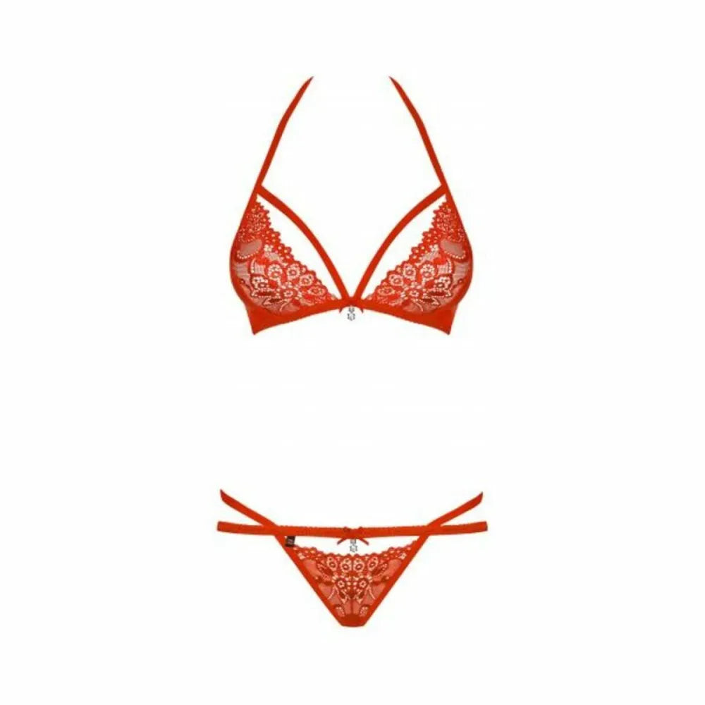 Underwear Set By Obsessive 838-Set-3 Red L/Xl